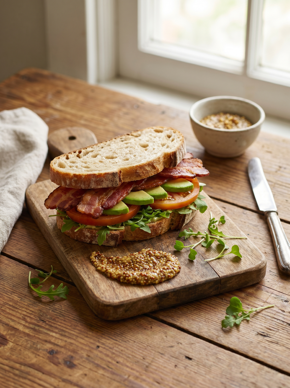 BLT Avocado Sandwich with Whole Grain Mustard