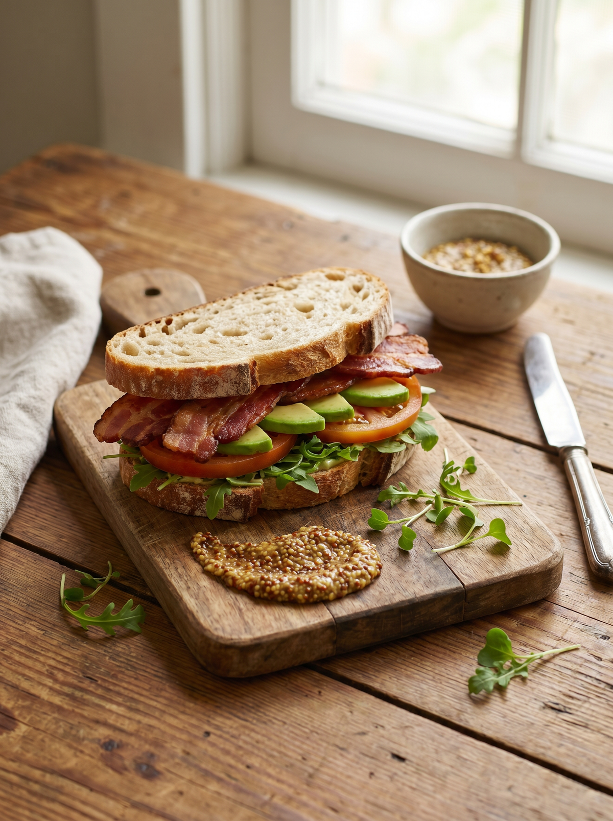 BLT Avocado Sandwich with Whole Grain Mustard