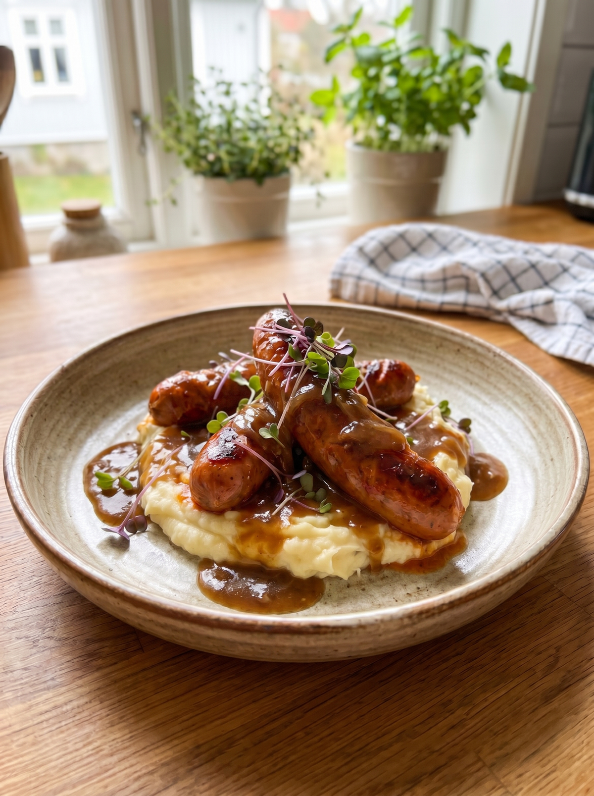 Deviled Sausages with Creamy Mashed Potatoes