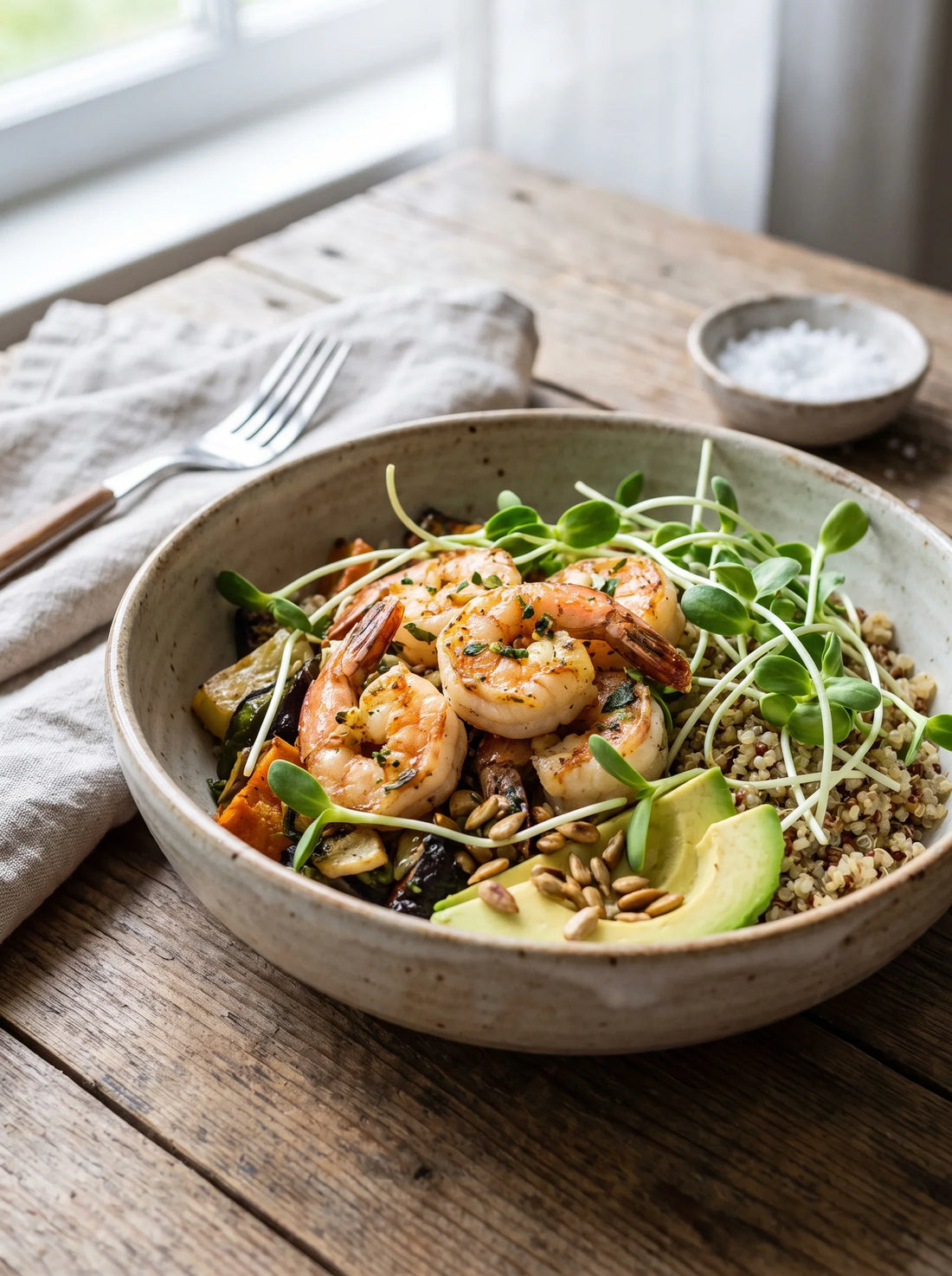 Garlic Prawn Grain Bowl