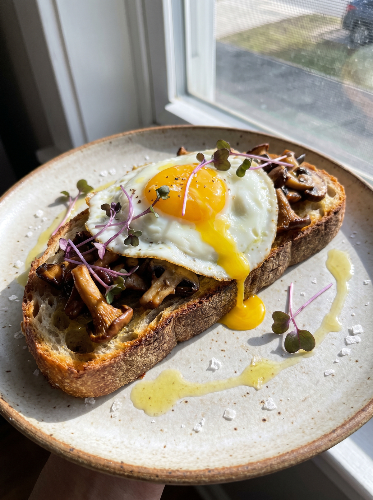 Mushroom Fried Egg Toast