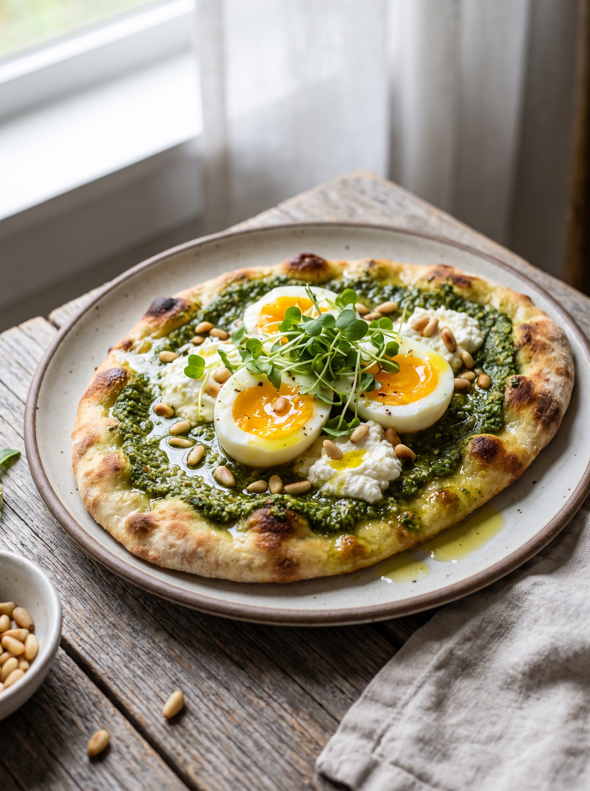 Pesto Egg Breakfast Flatbread