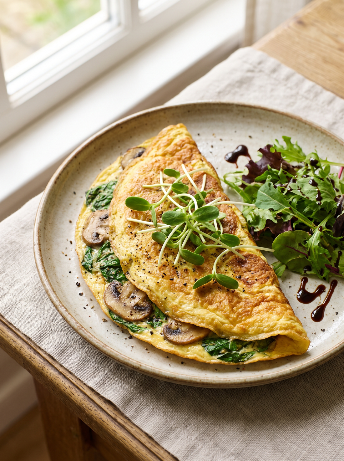 Spinach Mushroom Omelette