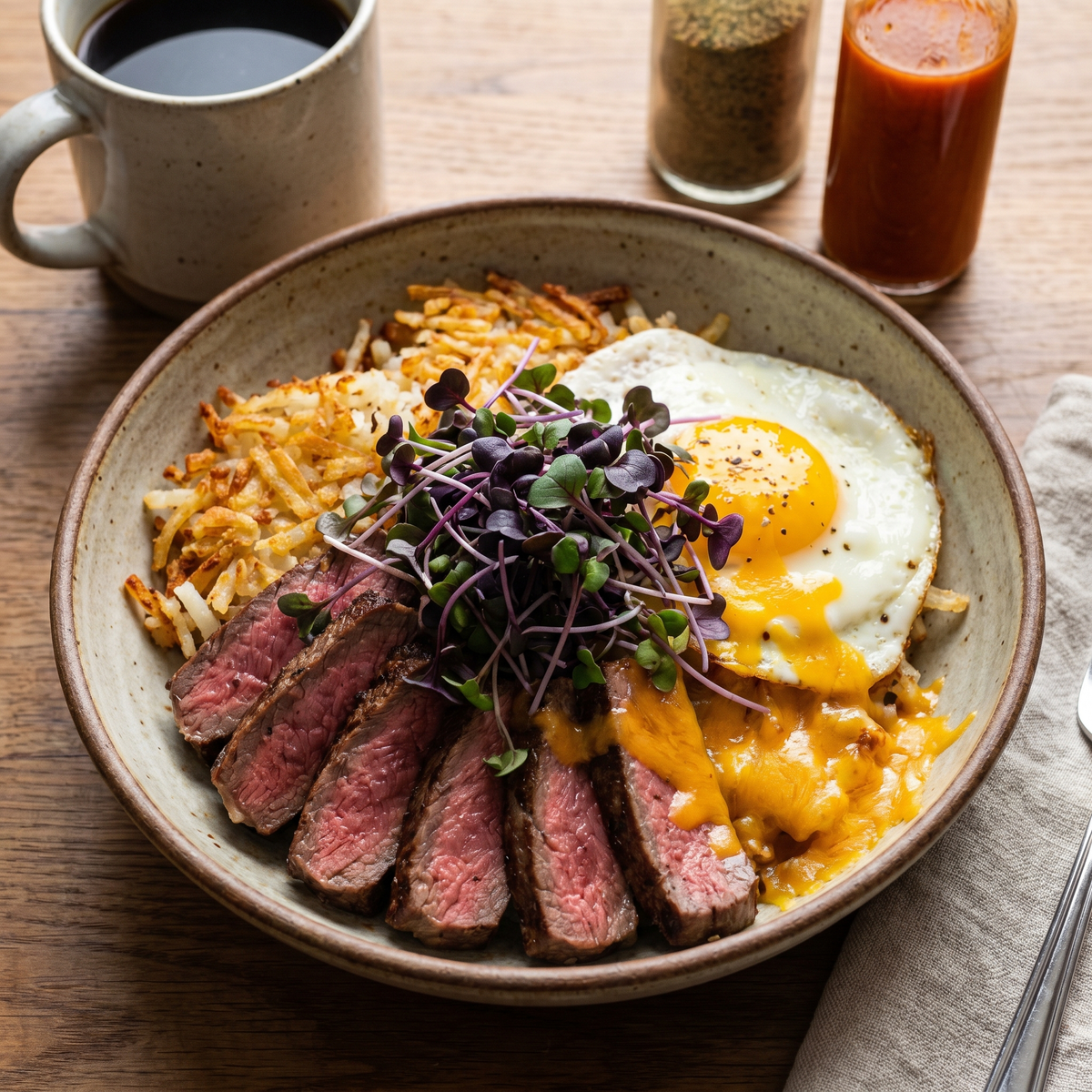 Steak & Crispy Hashbrown Breakfast Bowl