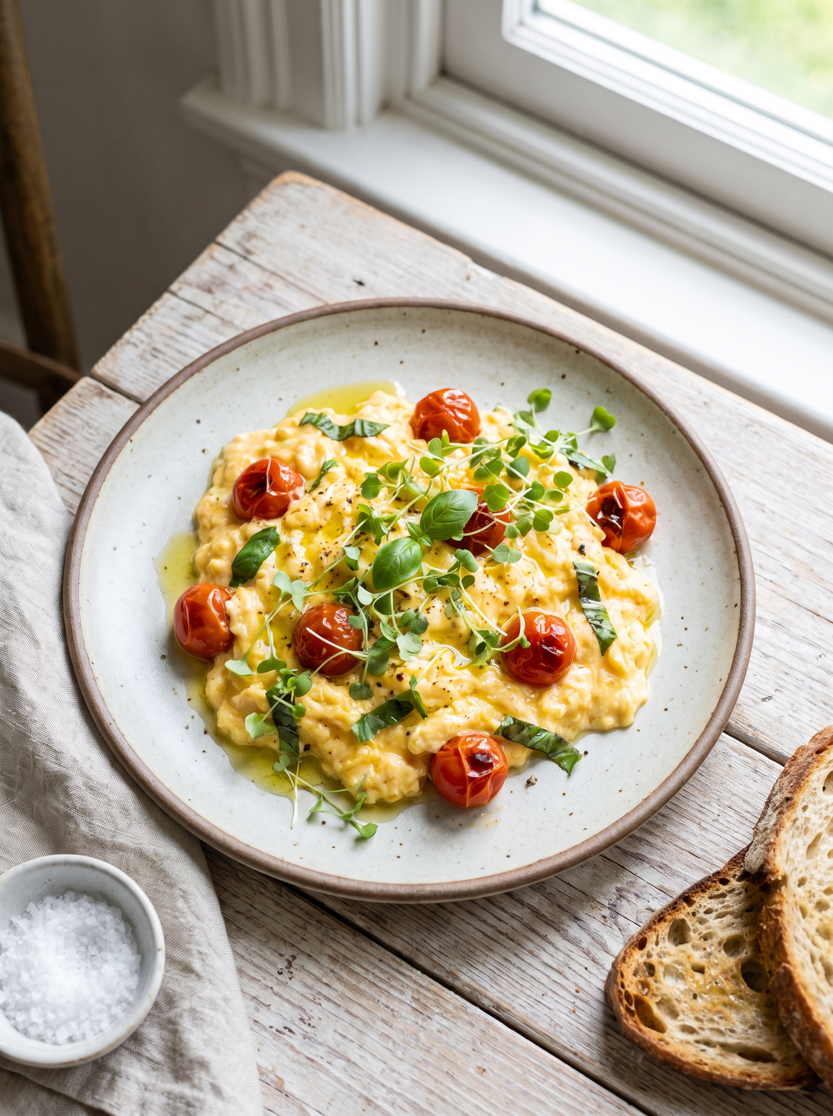 Tomato Basil Scrambled Eggs
