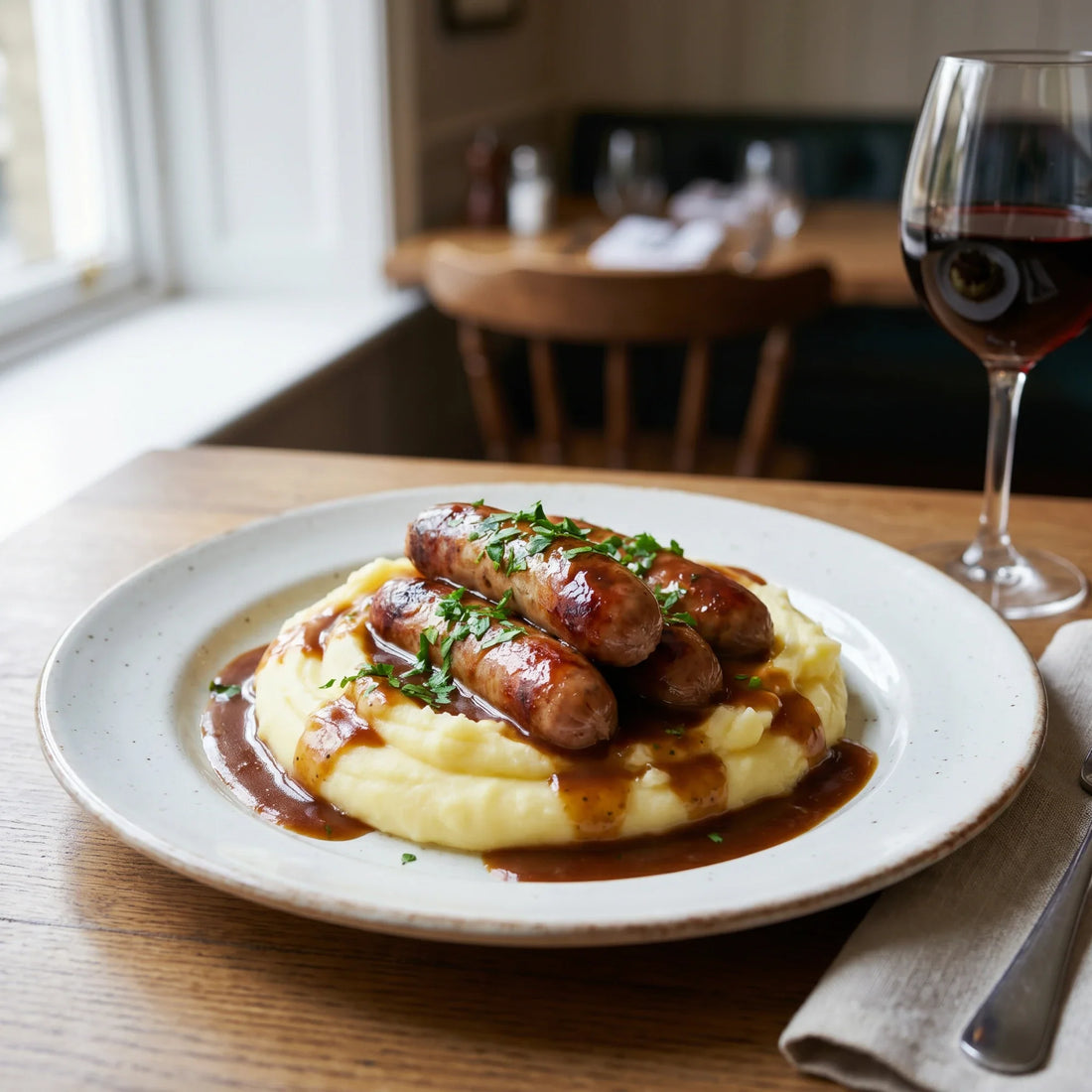 Deviled Sausages with Creamy Mashed Potatoes