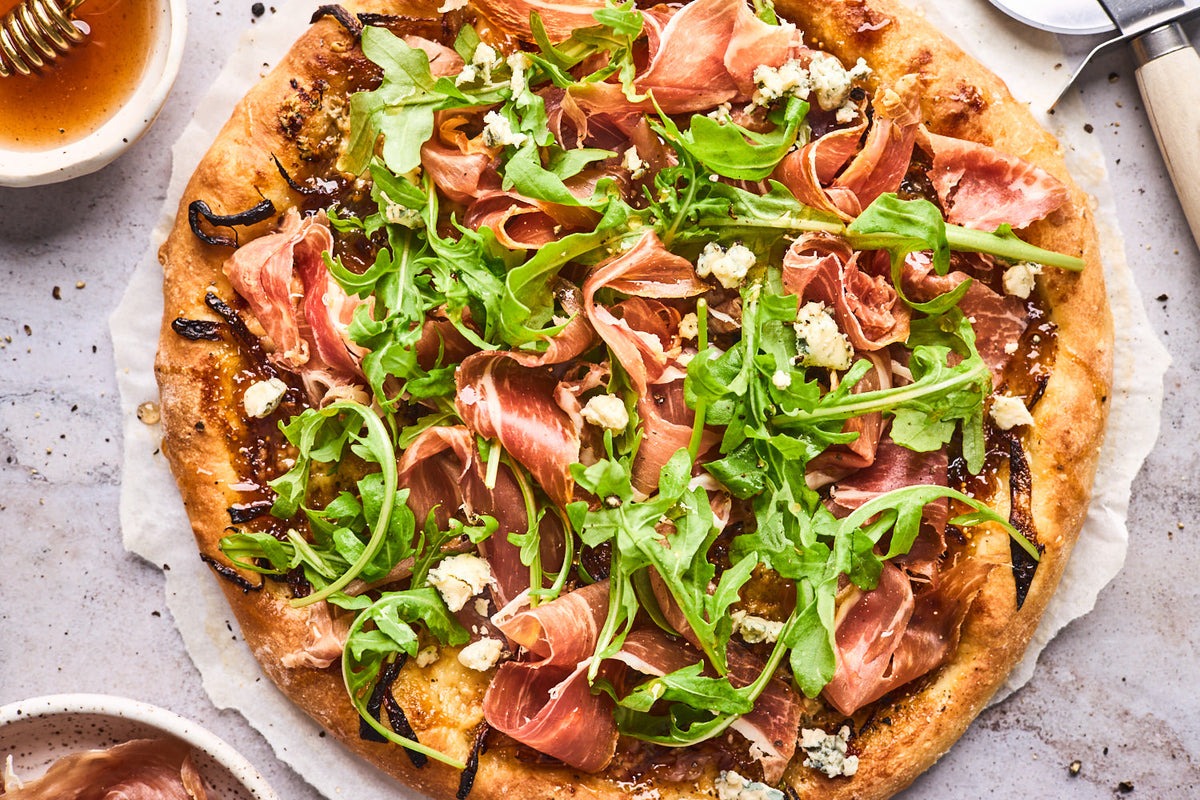 Spicy Honey Prosciutto Pizza with Fresh Mozzarella