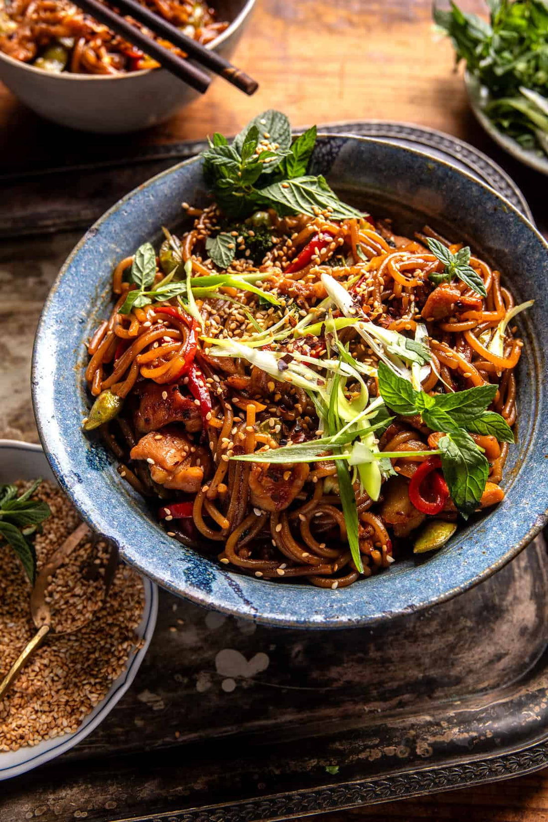 Sticky Honey Garlic Chicken Noodles