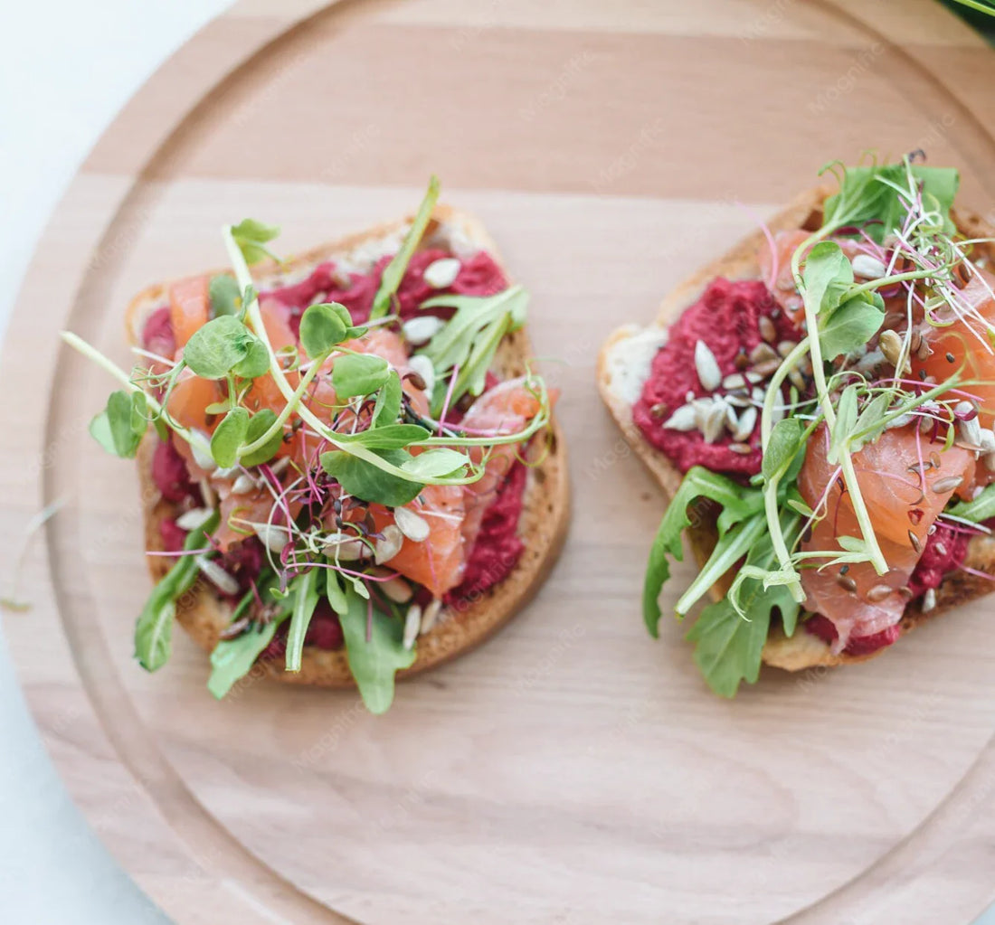 Strawberry Tomato Balsamic Toast with Arugula Microgreens